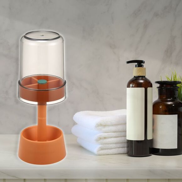 Bathroom 3 Slots PP Toothbrush Holder Stand with Cover Orange 8.66''x2.99'' - Picture 6 of 6